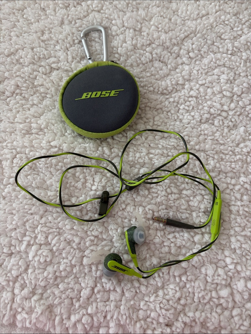Bose Lime Green and Black In-Ear Headphones with Zip Carry Case
